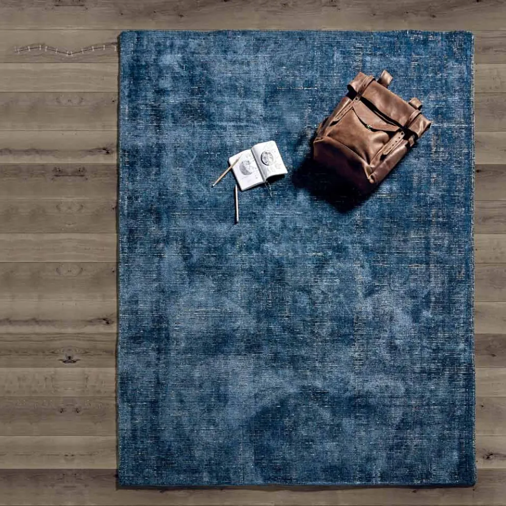 Wohnzimmerteppich aus Baumwolle, Viskose und Wolle Hergestellt auf Handwebstuhl - Melita