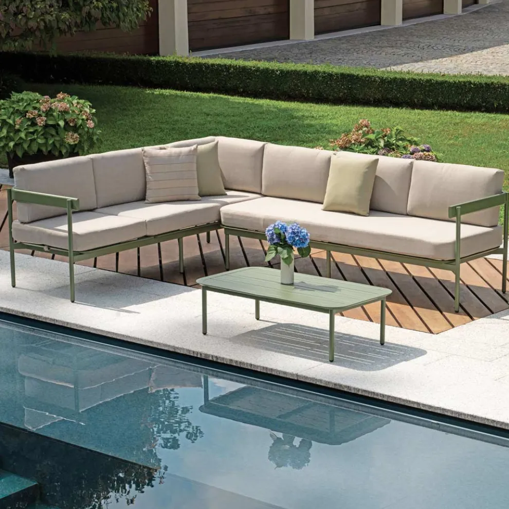Gartenlounge mit 2 Sofas und 1 Aluminium-Couchtisch - Daisy
