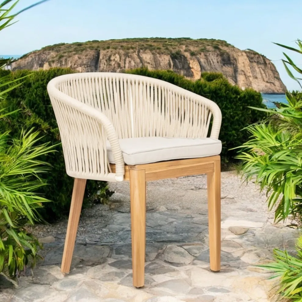 Außensessel aus Teakholz und Polyethylengewebe - Jhon