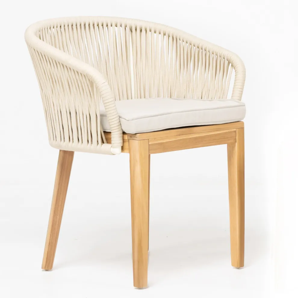 Außensessel aus Teakholz und Polyethylengewebe - Jhon