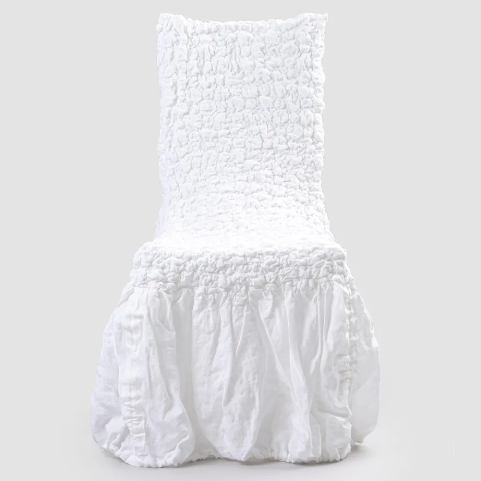 Stuhlbezug mit eleganter Rückenlehne für Wohnzimmer aus besticktem Leinen - Panteo