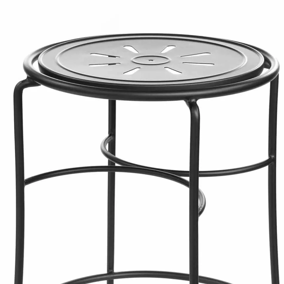 Handgefertigter Gartenhocker aus Eisen mit Fußstütze Made in Italy - Sireo