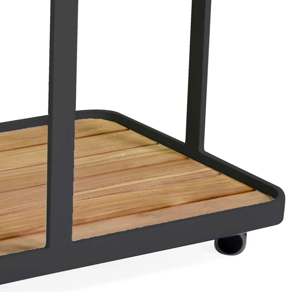 Aluminium-Trolley in verschiedenen Ausführungen mit Rädern und Teakholzplatte - Tent
