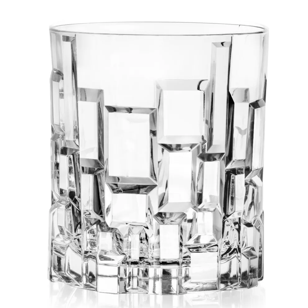 Niedrige Trinkgläser aus verziertem Ökologischem Kristall 12 Stück - Catania