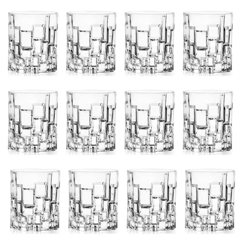 Niedrige Trinkgläser aus verziertem Ökologischem Kristall 12 Stück - Catania