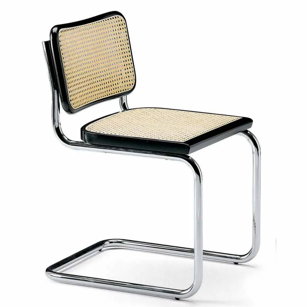 Bürostuhl aus Stroh mit Struktur aus Stahl und Holz Made in Italy - Baviera