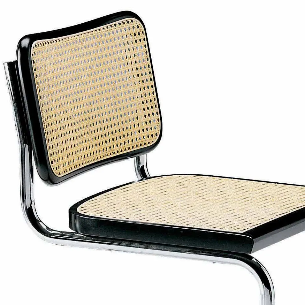 Bürostuhl aus Stroh mit Struktur aus Stahl und Holz Made in Italy - Baviera