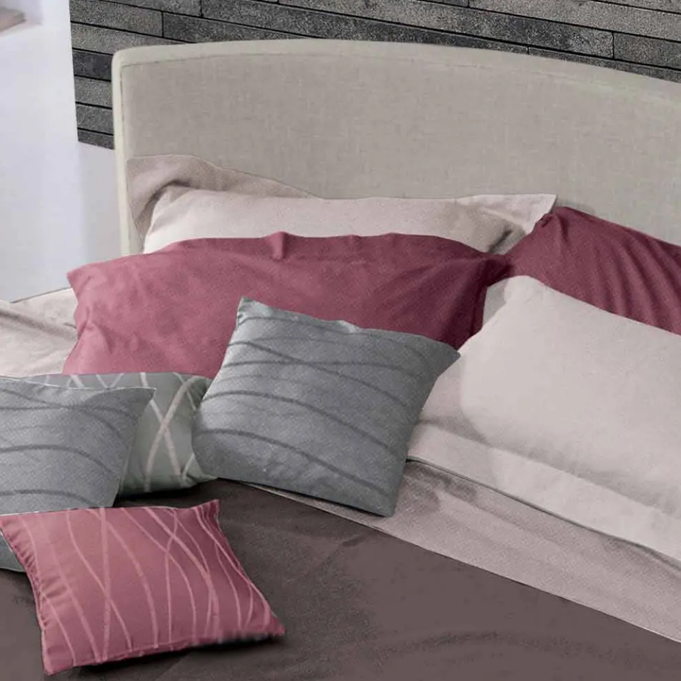 Rundes Design Doppelbett mit Stoffbezug, Made in Italy - Rello