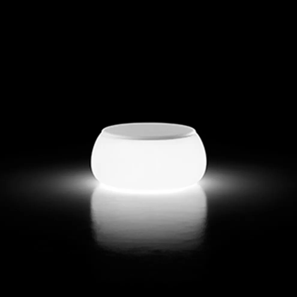 Heller runder Garten-Couchtisch aus Polyethylen Made in Italy - Tibaldo