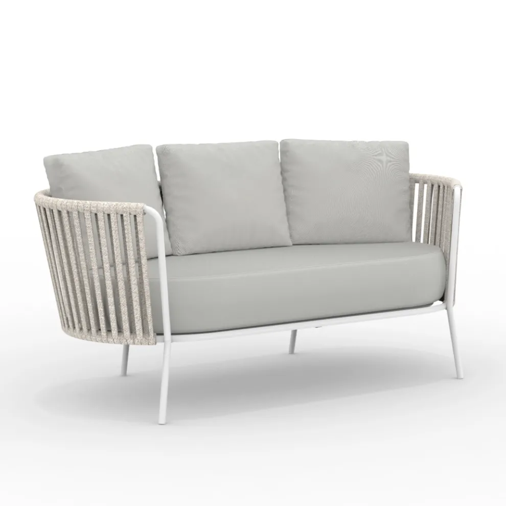 Gartensofa aus Edelstahl und Seilrückenlehne - Luxura