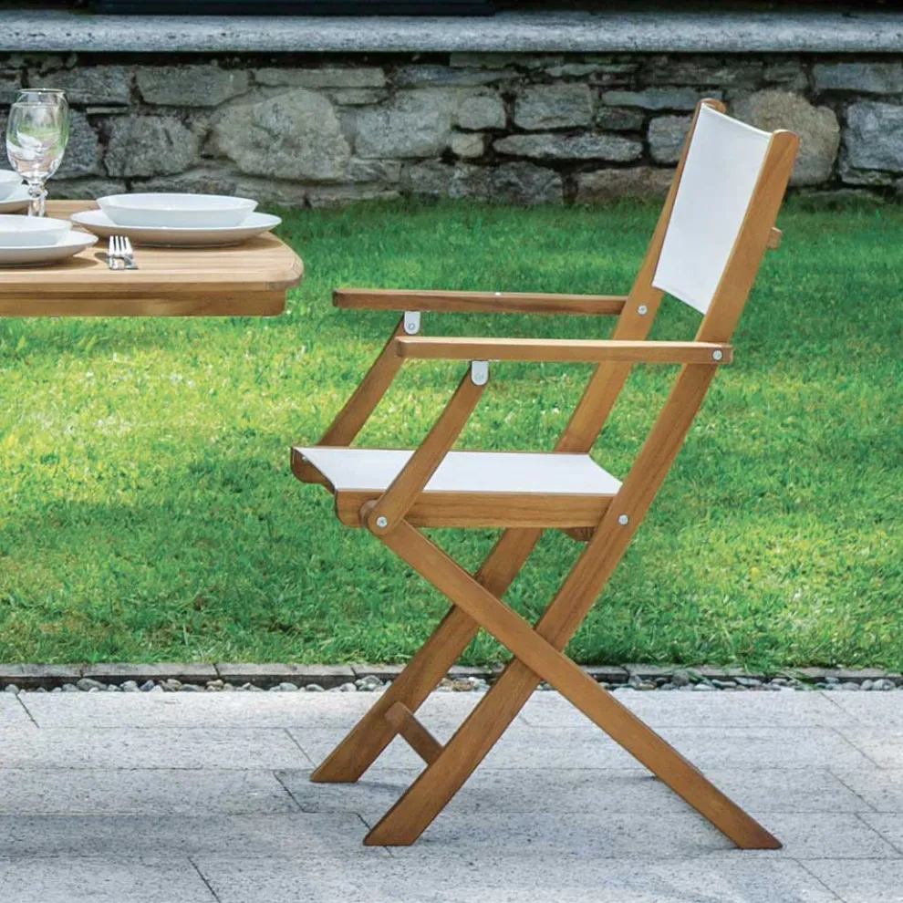 Outdoor-Klappstuhl aus Akazienholz und Textilene - Perfect