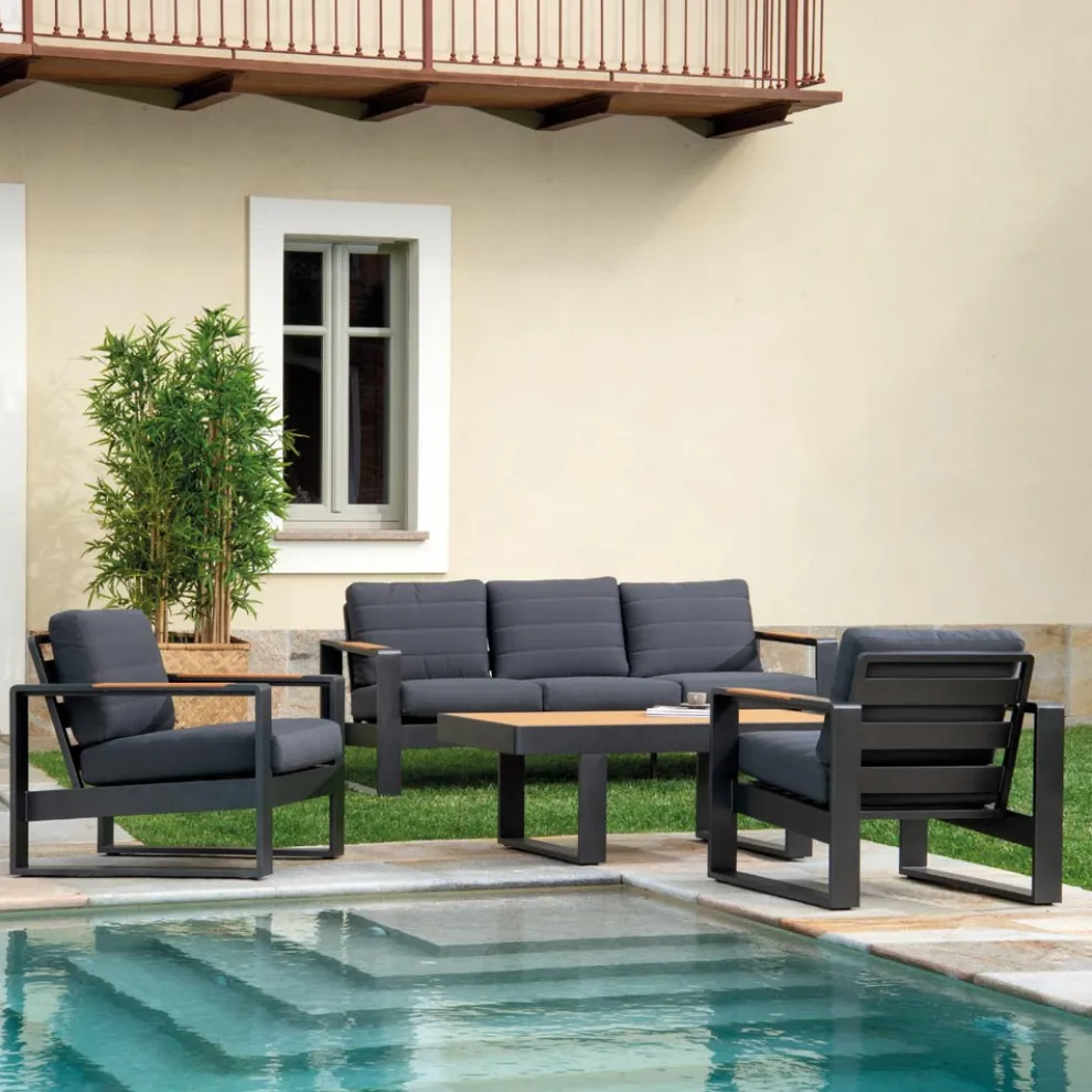 Outdoor Lounge aus Aluminium und Polywood Armlehnen - City
