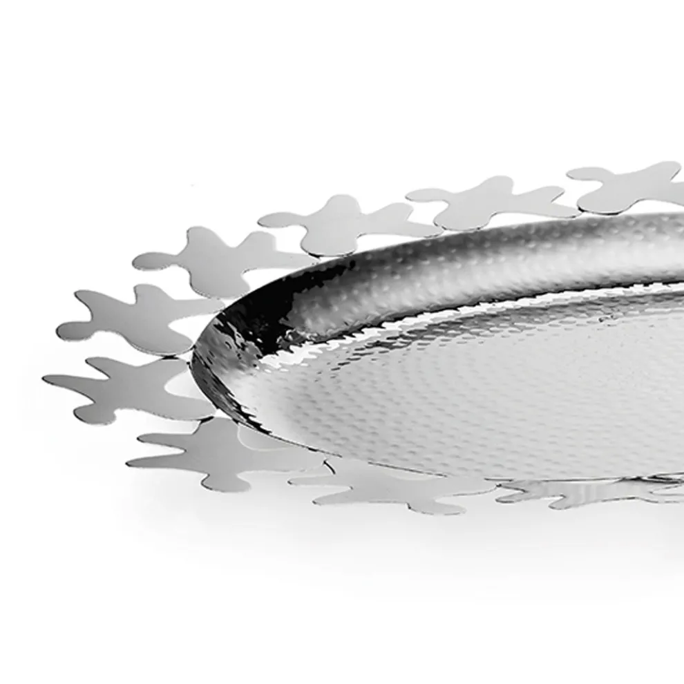 Silbernes Metalldesign-Mittelstück mit verziertem Rand - Cordoba