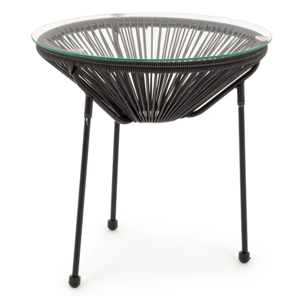 Outdoor Stahl Tisch mit Design Glasplatte - Spumolizia