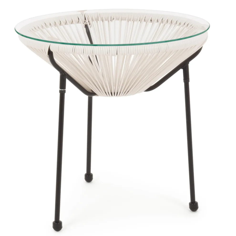 Outdoor Stahl Tisch mit Design Glasplatte - Spumolizia