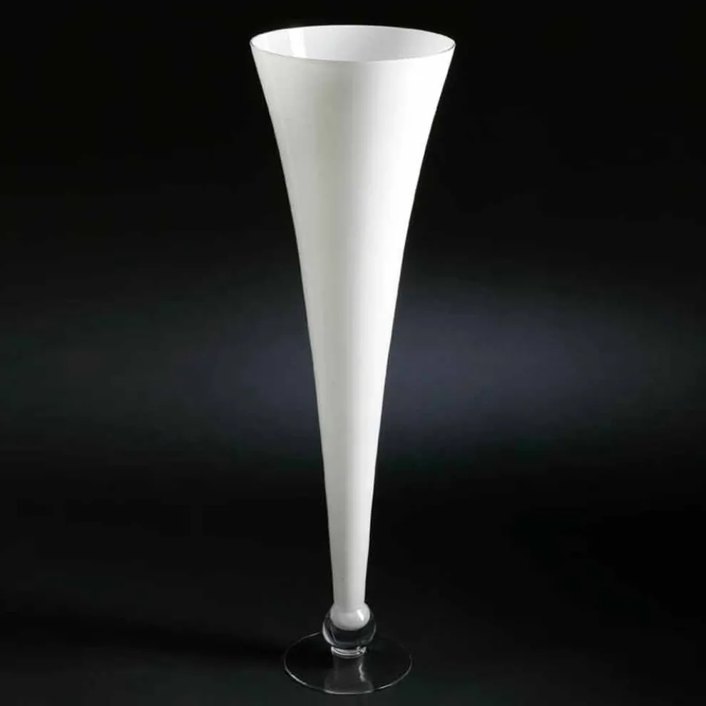 Hohe Indoor-Vase aus weißem und transparentem Glas Made in Italy - Clodino
