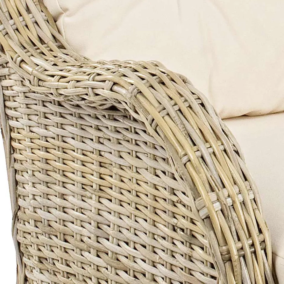 Gartensessel aus natürlichem Rattan für den Außenbereich mit Kissen - Supreme