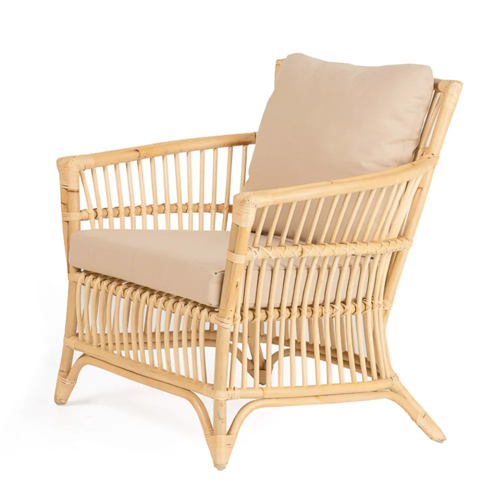 Outdoor-Sessel aus natürlichem Rattan komplett mit Kissen - Bellaria