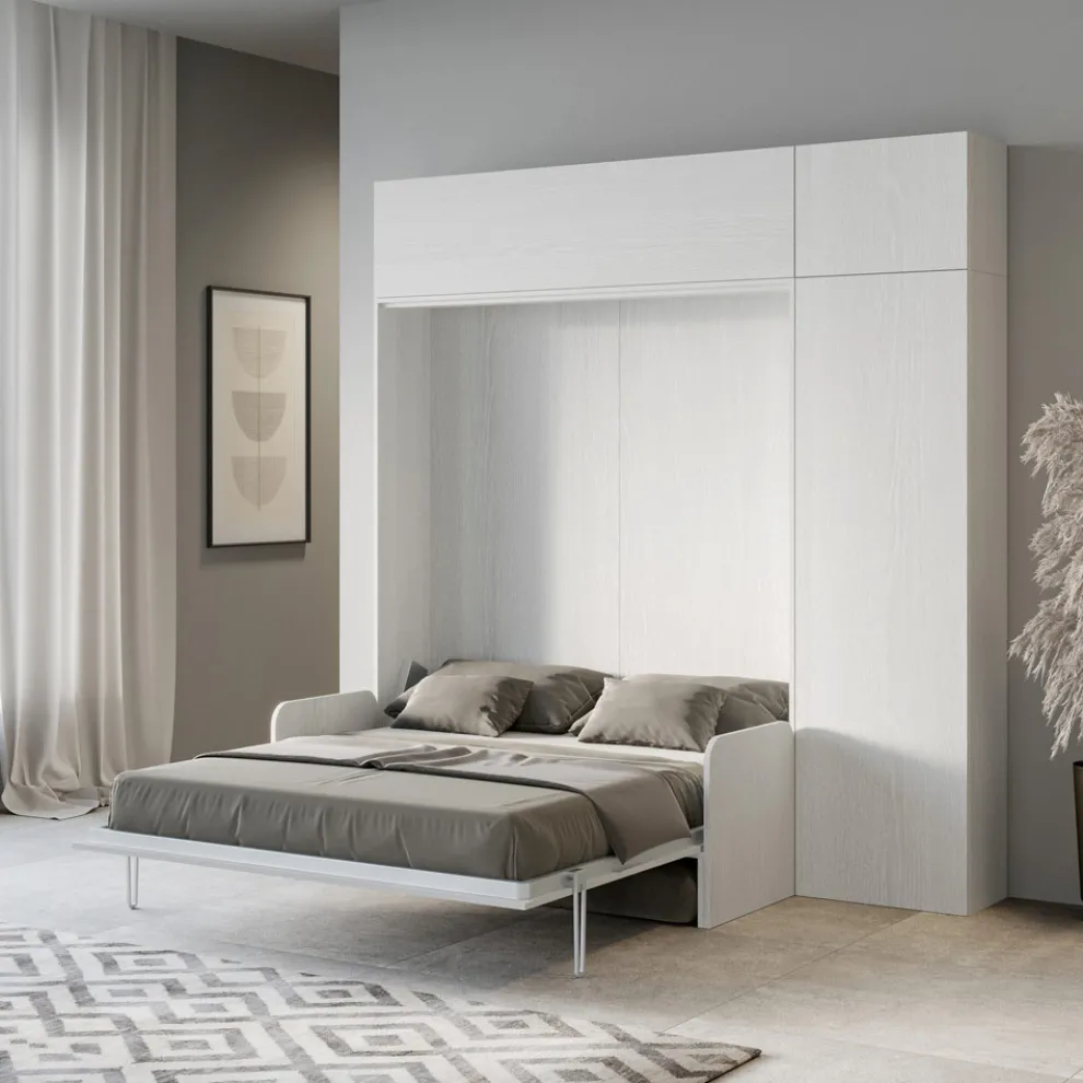 Vertikales Schrankbett mit Sofa, Wandeinheit und Säule - Magiccompare