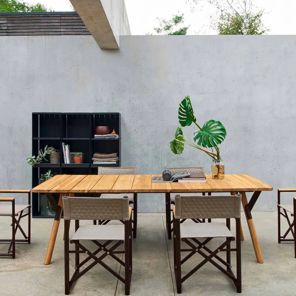 Esstisch Tischbeine aus Teak H 65 cm Varaschin Link