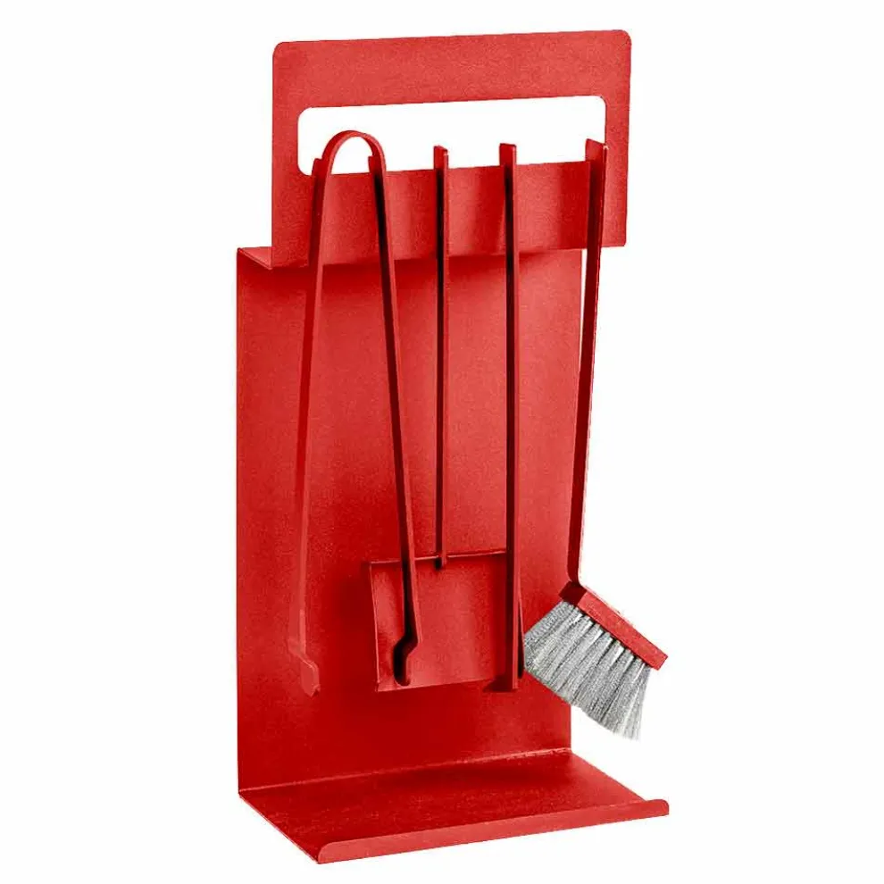 Kaminzubehör aus farbigem Stahl Made in Italy 4 Stück - Rachel