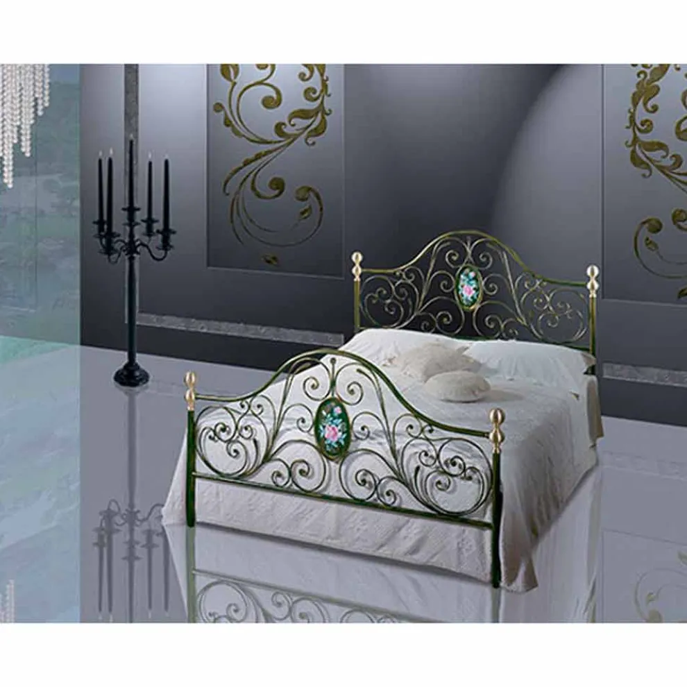 Turchese Jugend Queen Size Bett aus Schmiedeeisen in Design