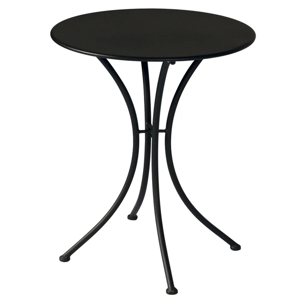 Garten-Couchtisch aus schwarz lackiertem Eisen mit runder Platte - Gendron