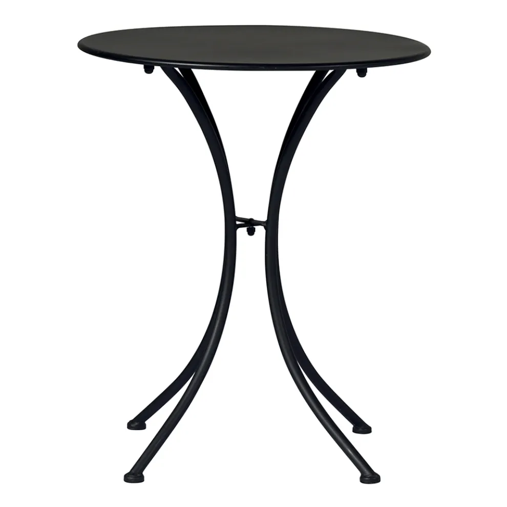 Garten-Couchtisch aus schwarz lackiertem Eisen mit runder Platte - Gendron