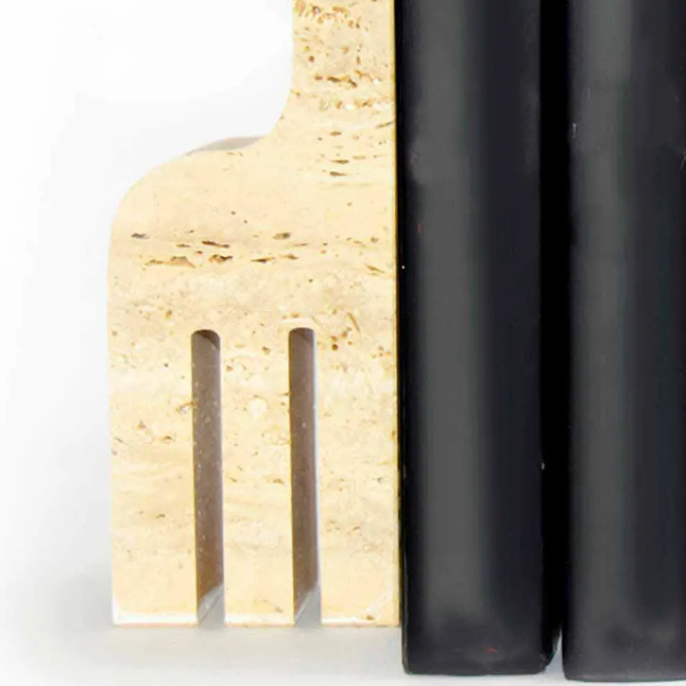 2 Buchstützen aus Travertinmarmor in Form einer Giraffe Made in Italy - Morra