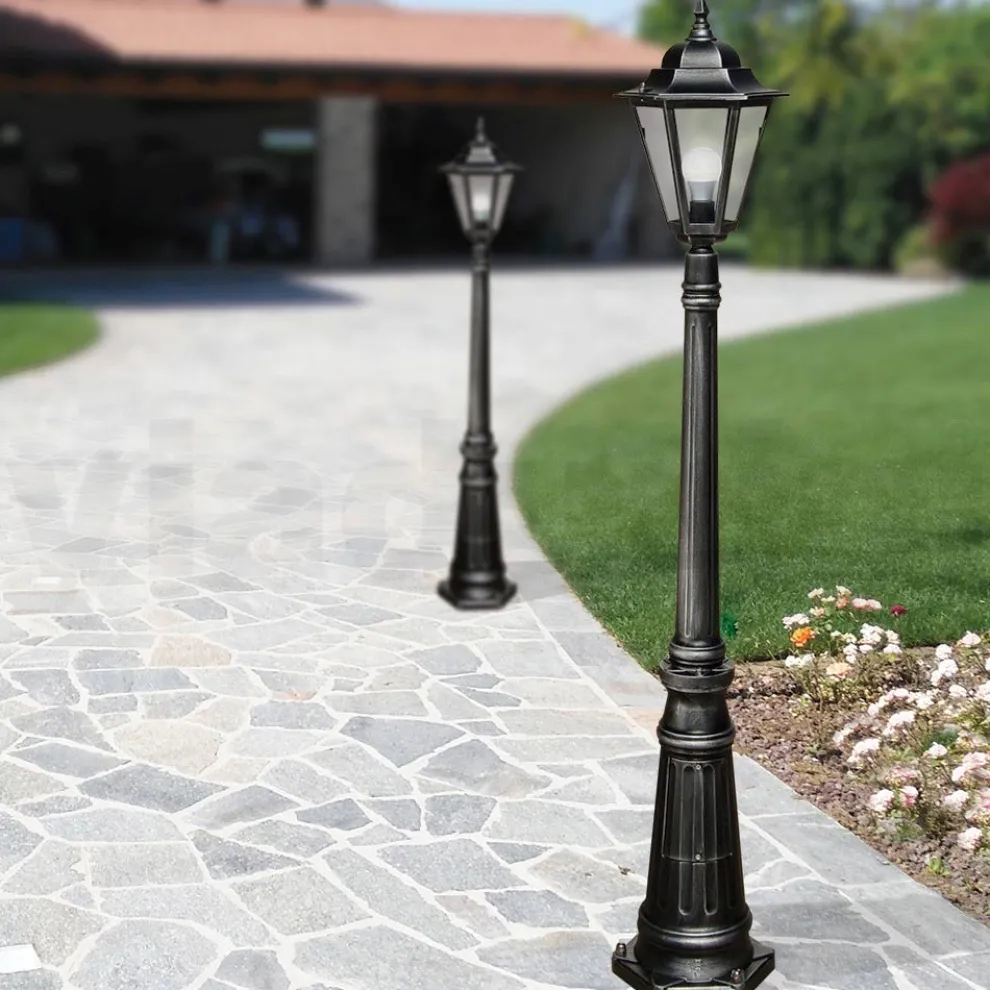 154 cm hohe Gartenlampe aus Glas und 5 Aluminiumausführungen - Pinako