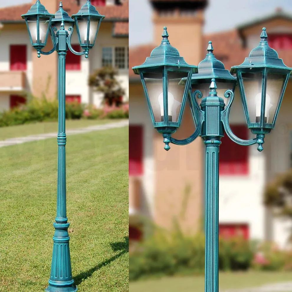 211 cm hohe Gartenlampe aus Glas und 5 Aluminiumausführungen - Pinako