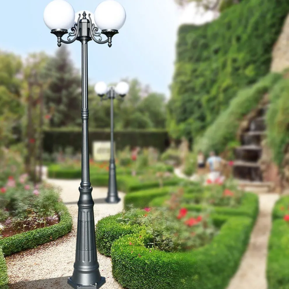 230 cm hohe Straßenlaterne aus Acryl und anthrazitfarbenem Aluminium. Hergestellt in Italien - Trovaanthrazit