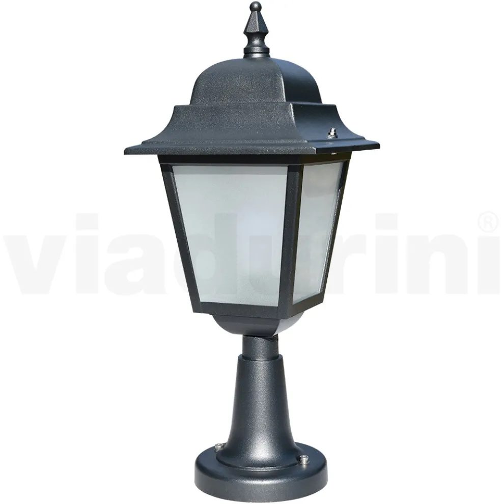 53,5 cm hohe Straßenlaterne aus Anthrazitglas und Aluminium Made in Italy - Scintilla