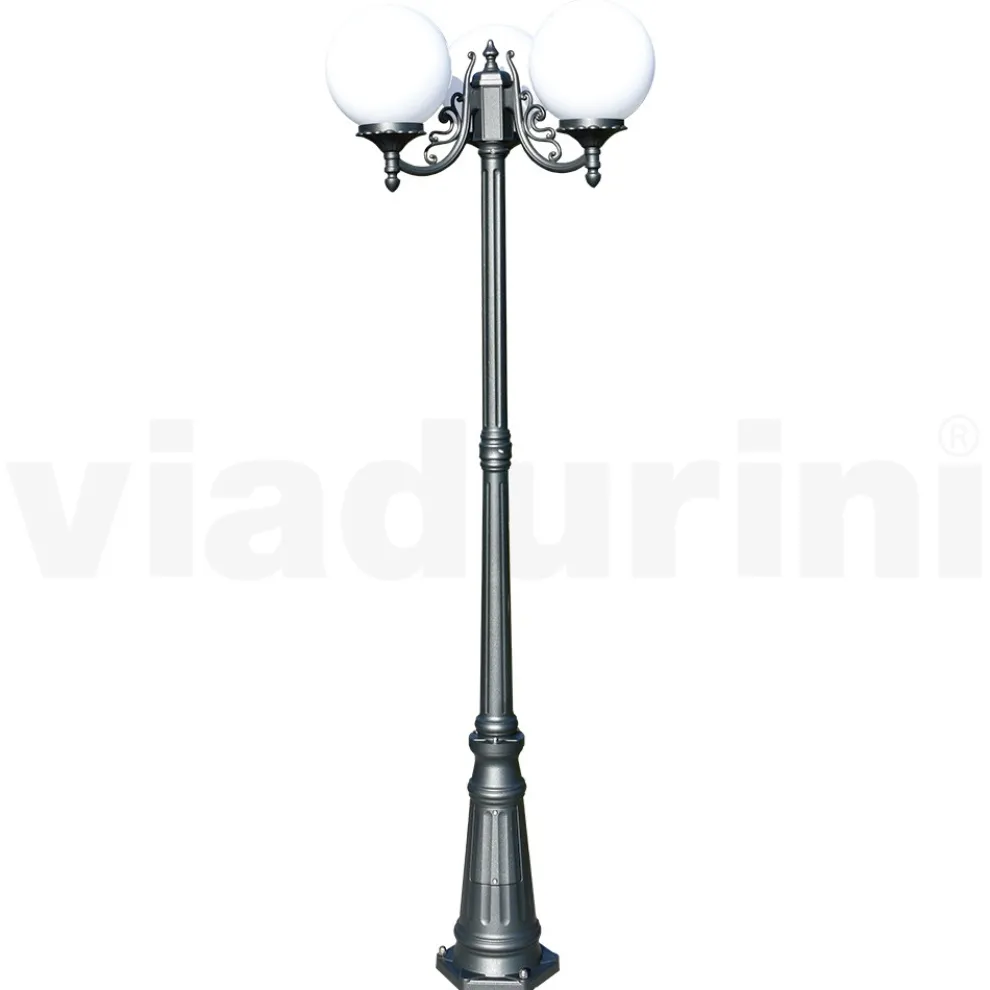 200 cm hohe Straßenlaterne aus Acryl und anthrazitfarbenem Aluminium. Hergestellt in Italien - Trovaanthrazit