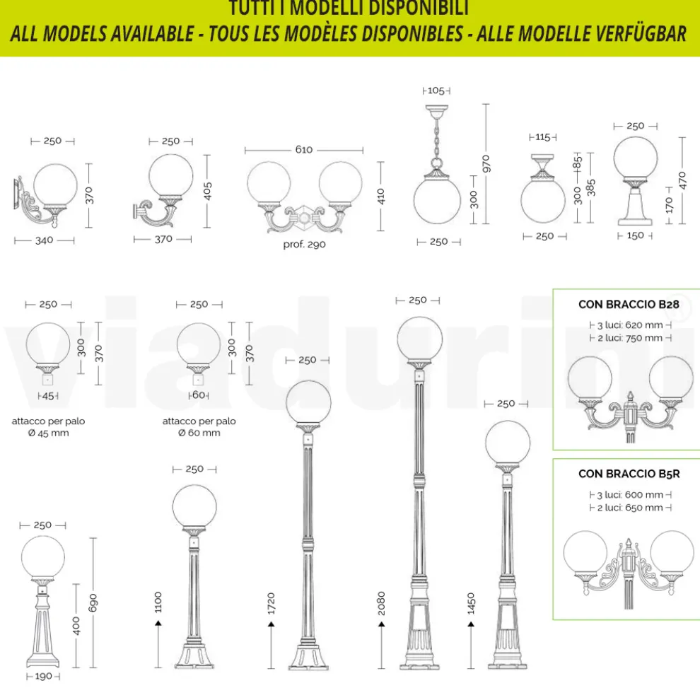 200 cm hohe Straßenlaterne aus schwarzem Acryl und Aluminium, hergestellt in Italien - Trovanero