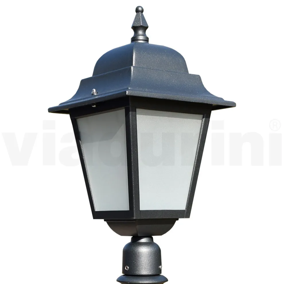 76 cm hohe Straßenlaterne aus Anthrazitglas und Aluminium Made in Italy - Scintilla