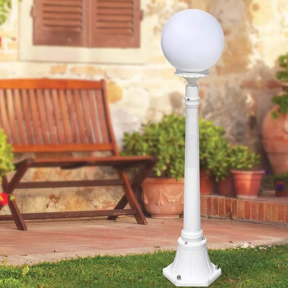 110 cm hohe Straßenlaterne aus weißem Acryl und Aluminium, hergestellt in Italien - Trovabianco