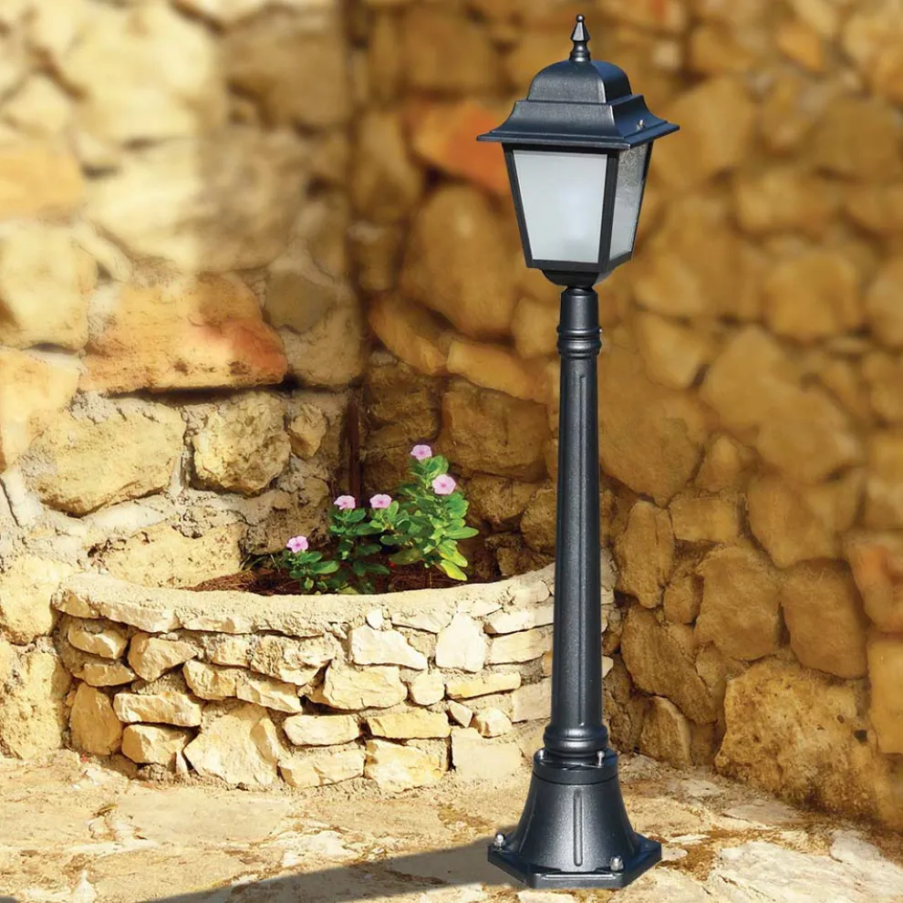 116 cm hohe Straßenlaterne aus Anthrazitglas und Aluminium Made in Italy - Scintilla