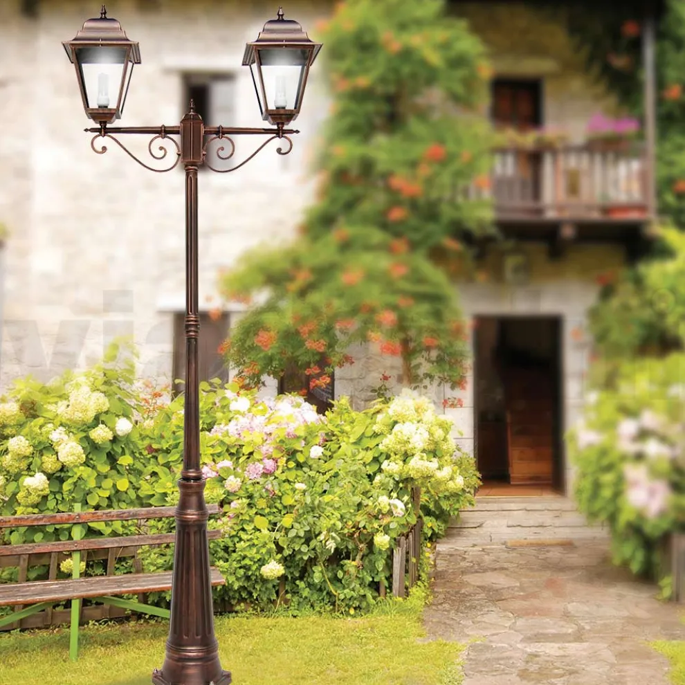 264 cm hohe Straßenlaterne für den Garten aus Glas und Aluminiumdruckguss - Alchemist