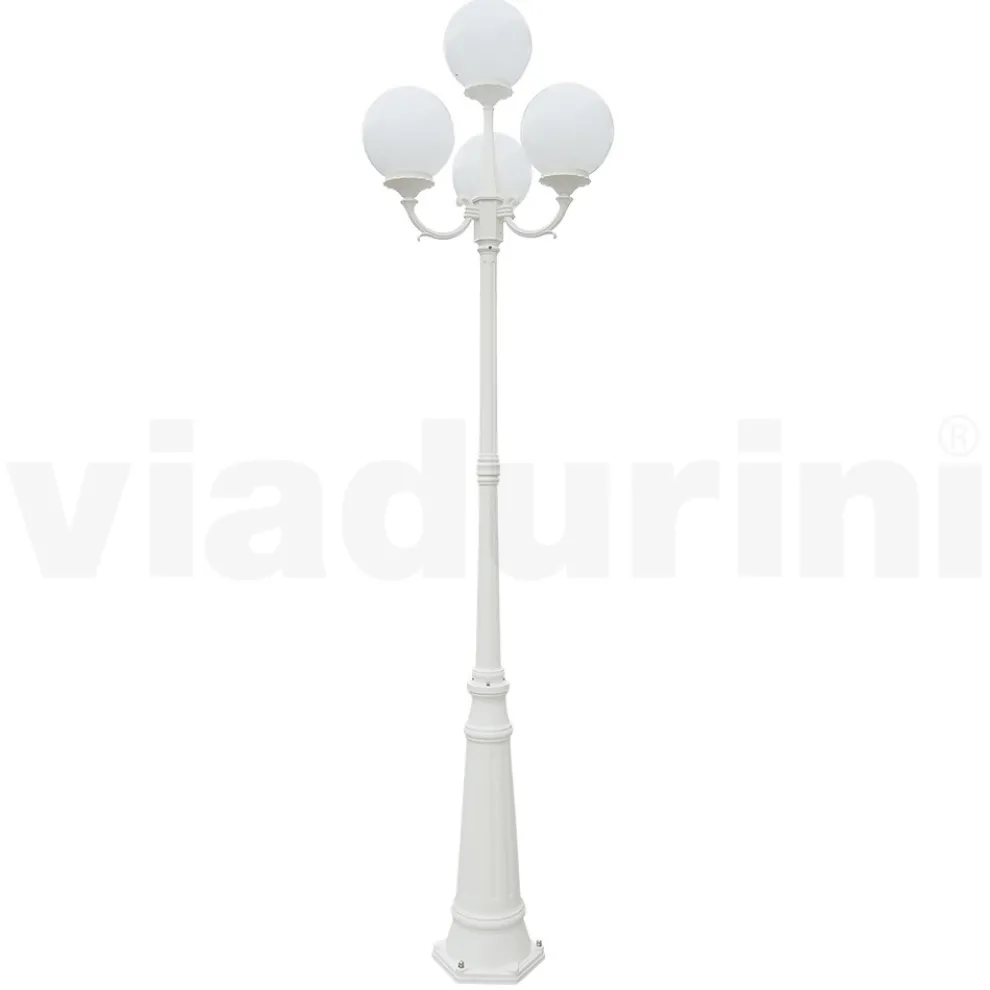 270 cm hohe Straßenlaterne aus weißem Acryl und Aluminium, hergestellt in Italien - Trovabianco