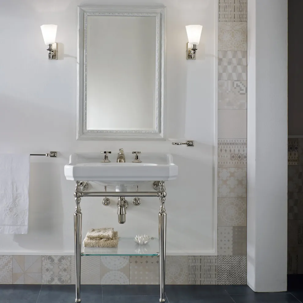 65 cm Keramik-Badezimmerkonsole mit Metallfüßen Made in Italy Nausica