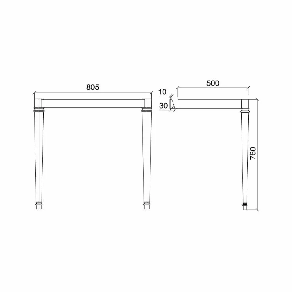90 cm Vintage Badezimmerkonsole, weiße Keramik, mit Füßen Made in Italy - Nausica