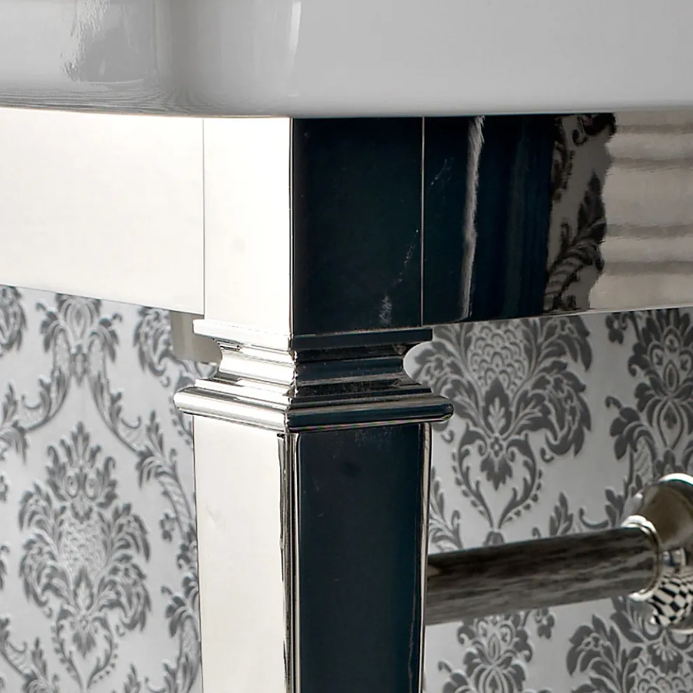 105 cm Vintage weiße Keramik-Badezimmerkonsole mit Füßen, Made in Italy - Marwa