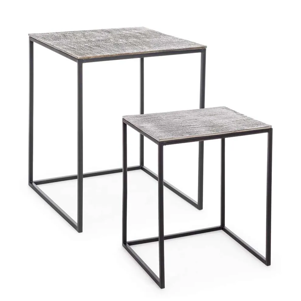 2 Couchtische aus Homemotion-Aluminium und lackiertem Stahl - Sereno