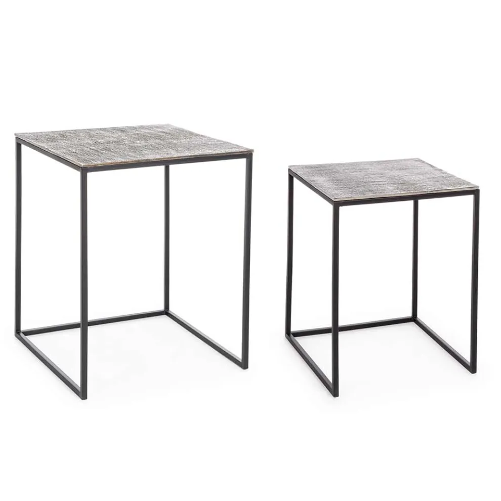 2 Couchtische aus Homemotion-Aluminium und lackiertem Stahl - Sereno