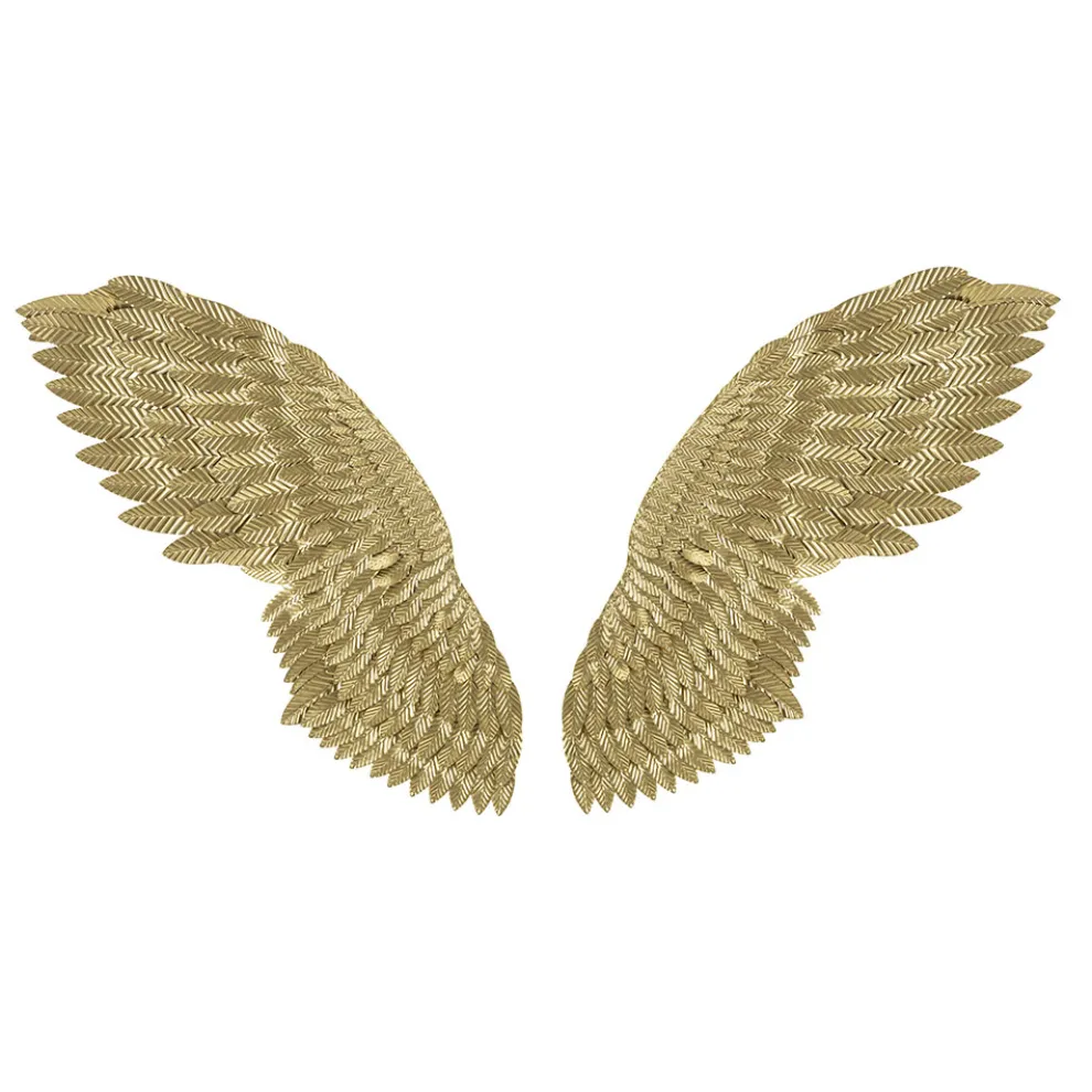 2 3D-Dekorplatten aus goldenem Eisen mit der Darstellung eines Flügelpaars - Tony