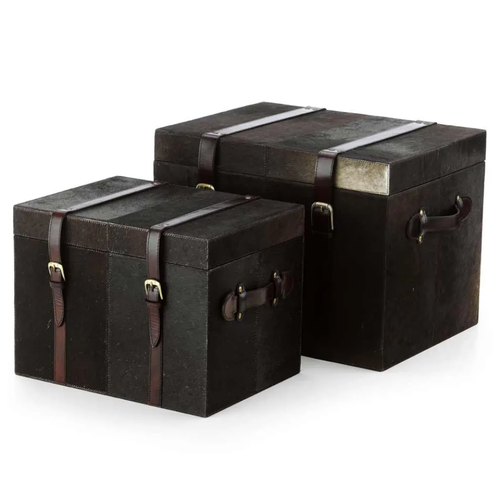 2 Designstämme in Ceskini dunkelbraun Pony, groß und klein