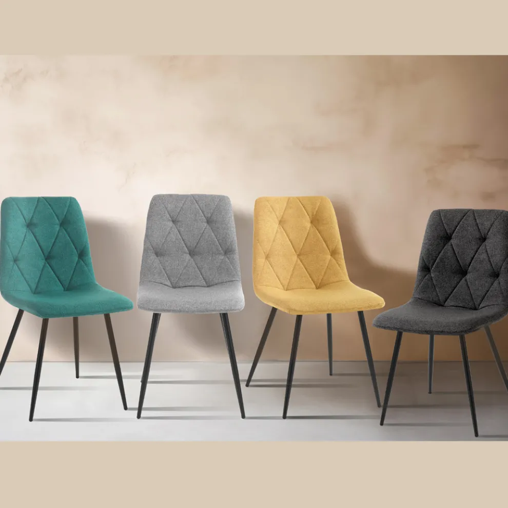 4 Esszimmerstühle aus pflegeleichtem Stoff und Metallbeinen - Ligurien