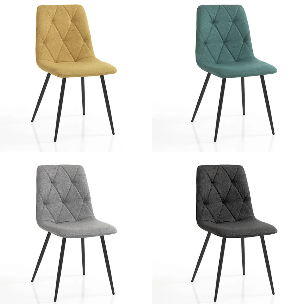 4 Esszimmerstühle aus pflegeleichtem Stoff und Metallbeinen - Ligurien