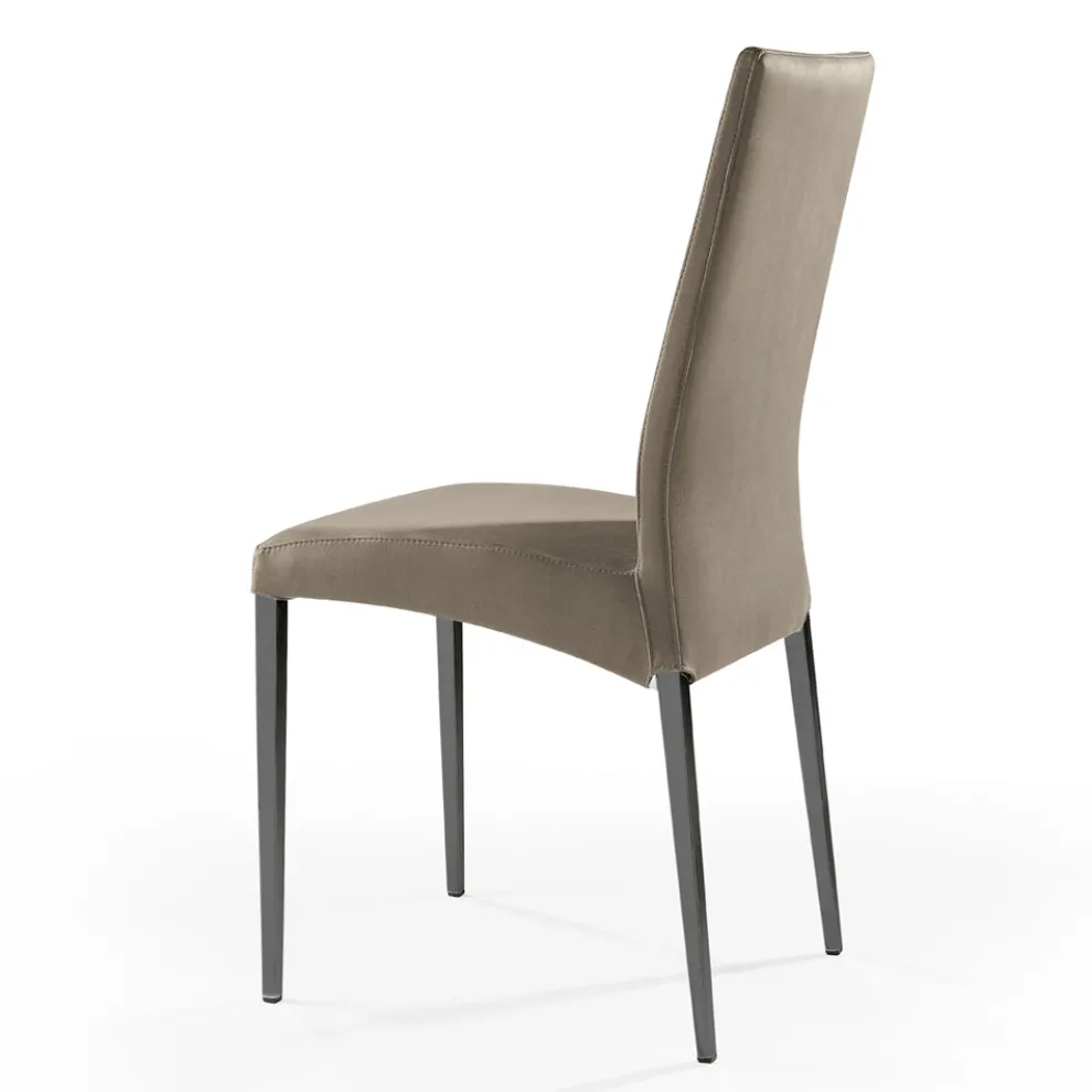 2 Esszimmerstühle aus Stoff in der Farbe Caribou und anthrazitfarbenen Beinen, hergestellt in Italien – Kite